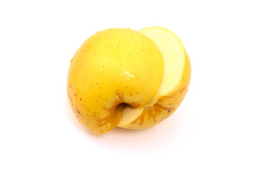 yellow apple cut in half