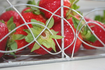 Erdbeeren im Drahtkorb