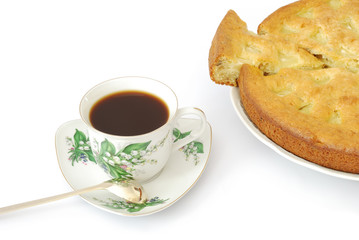 Cup of coffee and apple cake