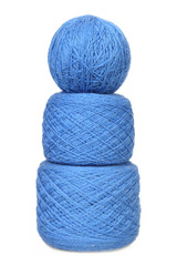Three balls of a wool on white background
