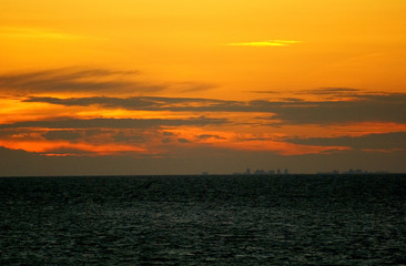 Orange sunset over Lake Ontario