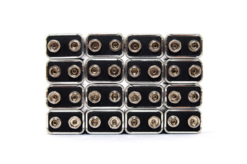 16 nine volt batteries forming a rectangular