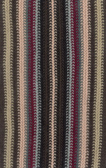 Bands of coloured wool knitted into a scarf. Great texture.
