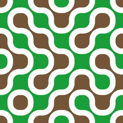 Retro background - brown, green, white. Seamless tile.
