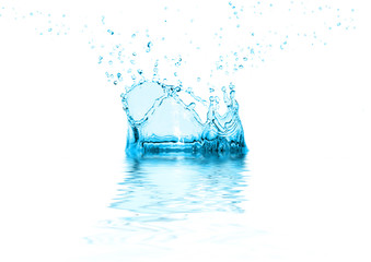 Frozen water drop. Water splash. Water sparks.