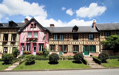 Colourful Timber Framed Village Houses in Normandy, France