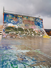 Close up of a ramp at a skate park