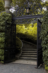 Iron Gates at an Estate on the Hudson with stairway