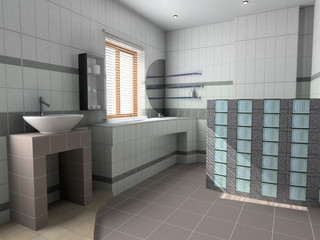 the modern bathroom  interior(3D image)