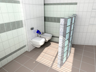 the modern Toilet  interior(3D image)
