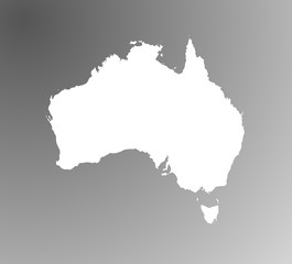 detailed white map of Australia on gray gradient background