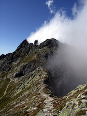 Mountain path in the cloud