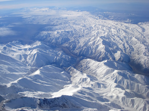 Aerial panoramic of Andes Cordillera .