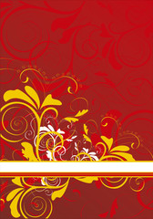 red ornamental background with banner 