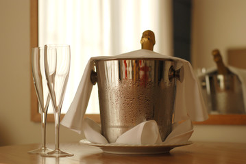 Champagne in ice bucket