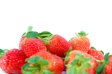 Group of Strawberries on white background .