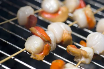 Fototapeten barbecue  brochettes  fruits de mer   © cdrcom