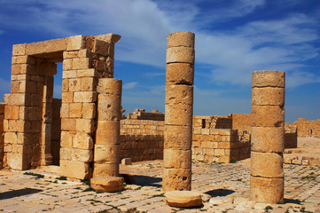Ruins of the ancient city of  under the spring sun