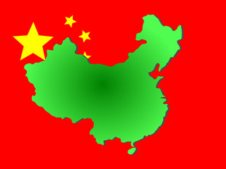 map of China and their flag illustration