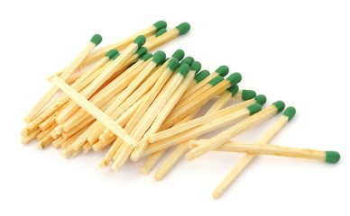 stack of matches against white background