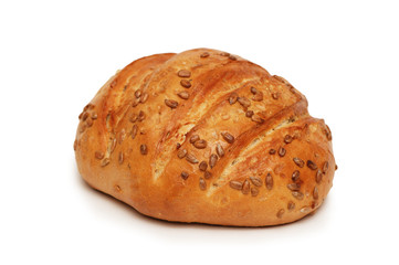 Bread with sunflower  seeds isolated on white