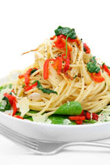 Chili and spinach pasta.  