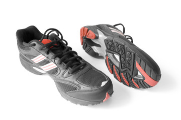 black jogging shoes isolated on white