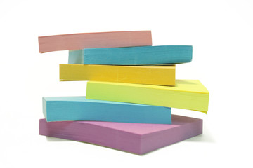 Stack of "post its" isolated over white