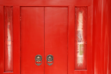 red door at the chinese temple