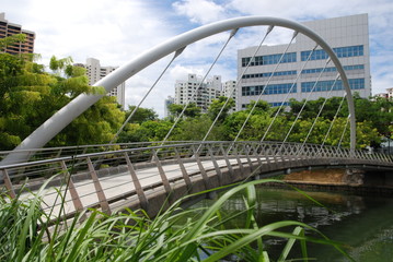 Fototapeta premium curved bridge at the across the river