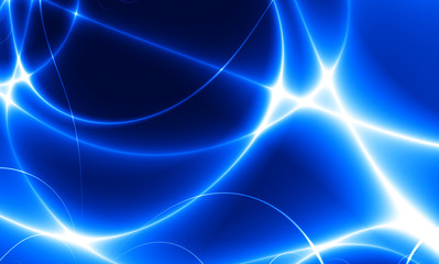 Dance of Blue Lights in the dark. fractal-based background.