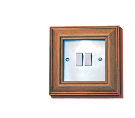 Light switch with wooden frame