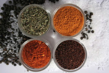 salt pepper oregano chili paprika