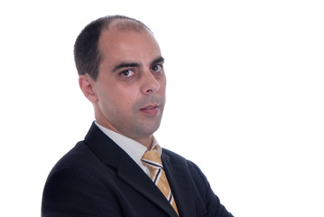 serious business man portrait on white background