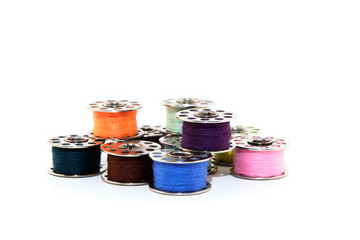 Colorful spools of thread for sewing machine