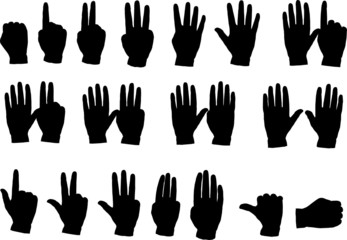 Vector Hands showing 1-9 using fingers