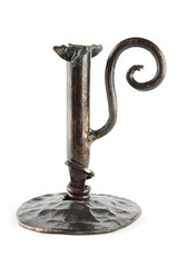 old forged  iron candlestick