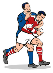 Rugby player tackled