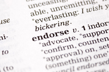 The word endorse wriitten in a thesaurus