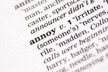 The word annoy written in thesaurus