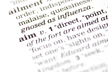 The word aim written in a thesaurus