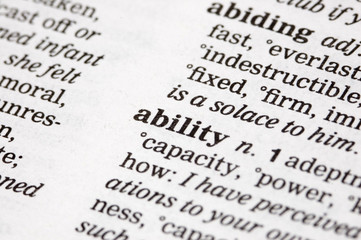 The word ability written into a thesaurus