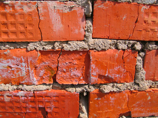 The red brick background