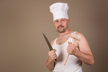 killer chef with a kitchen knife