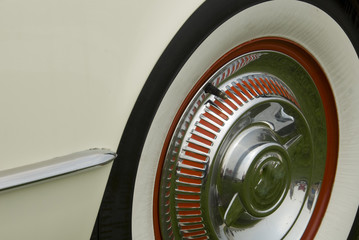 Close up detail of a classic car at a car show