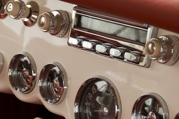 Close up detail d& 39 une voiture classique lors d& 39 un salon de l& 39 automobile