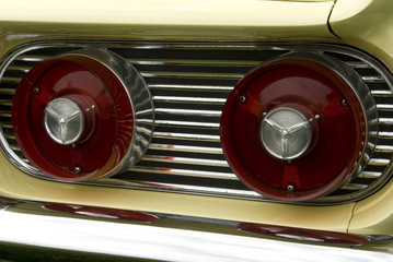 Close up detail of a classic car at a car show