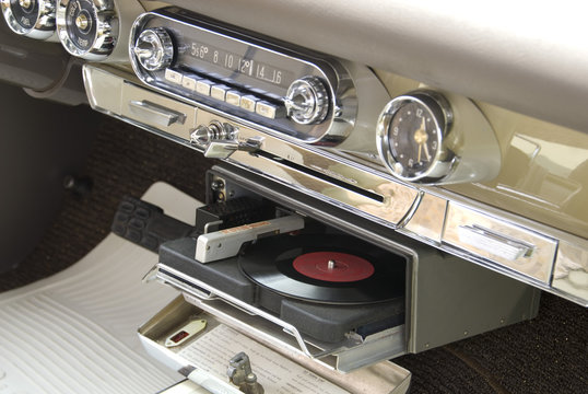 Close up detail of a classic car at a car show