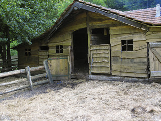 Classic wooden pigsty in central Europe  