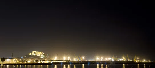 Foto op Plexiglas long exposure shot - Alicante harbour area at night © bright